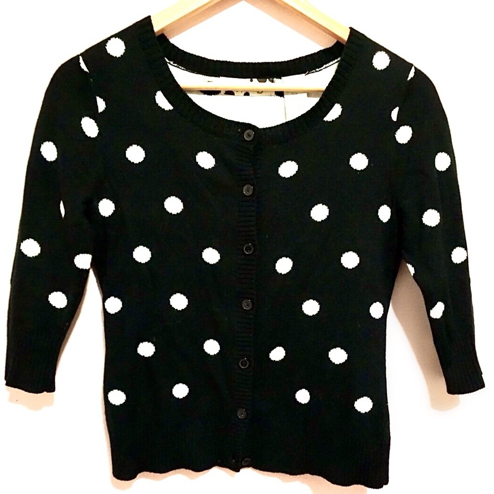 Poke-a-dot black and white cardigan